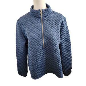 Dover Saddlery Quilted Blue Quarter Zip Pullover Fleece Lined Jacket Women's XL